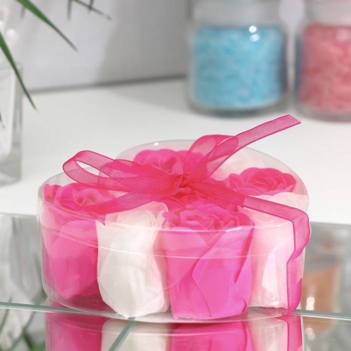 Мыльные розочки, фуксия и белые, набор 9 шт. Мыльные розочки, фуксия и белые, набор 9 шт.