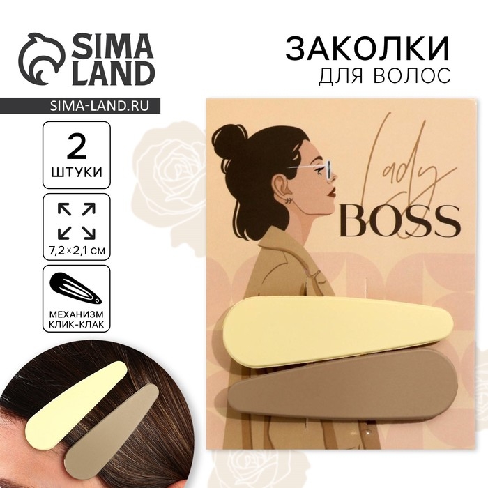 Заколки для волос «Lady boss», 2 шт 8,5 х 11 см Заколки для волос «Lady boss», 2 шт 8,5 х 11 см