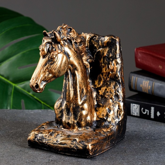 Держатель-подставка для книг  Держатель-подставка для книг "Лошадь", 19х11х10см, бронзовый