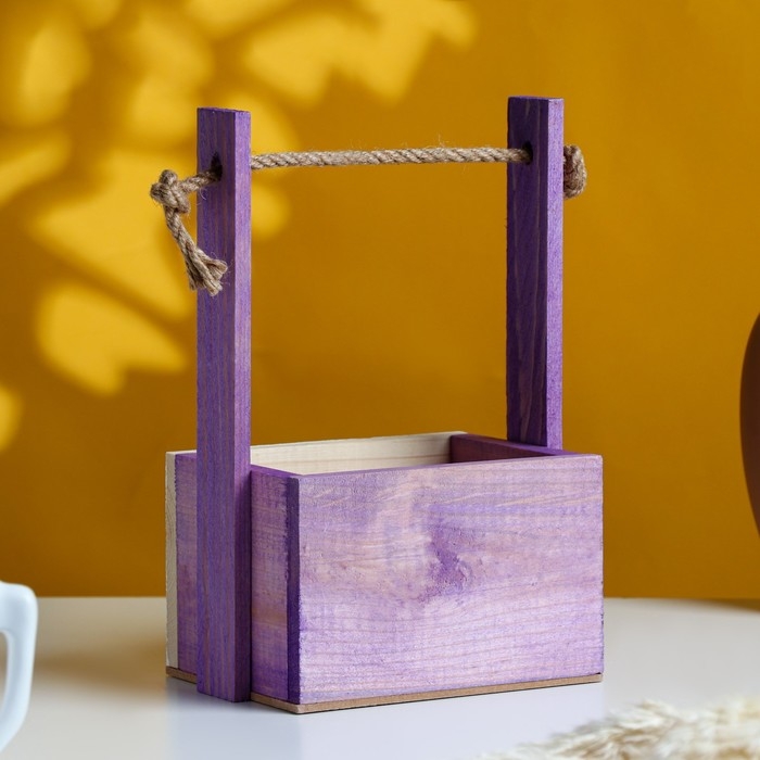 Кашпо деревянное, 15×12×8.5(25) см  Кашпо деревянное, 15×12×8.5(25) см "Пауль и Любовь. Прованс, велосипед", с принтом