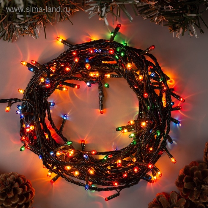 Гирлянда «Нить» 7 м, IP20, тёмная нить, 180 ламп, свечение мульти, 8 режимов, 220 В Гирлянда «Нить» 7 м, IP20, тёмная нить, 180 ламп, свечение мульти, 8 режимов, 220 В