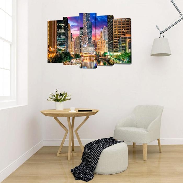 Картина модульная на подрамнике  Картина модульная на подрамнике "Красота мегаполиса" 2-63*25,2-71*25,1-80*25; 125*80 см