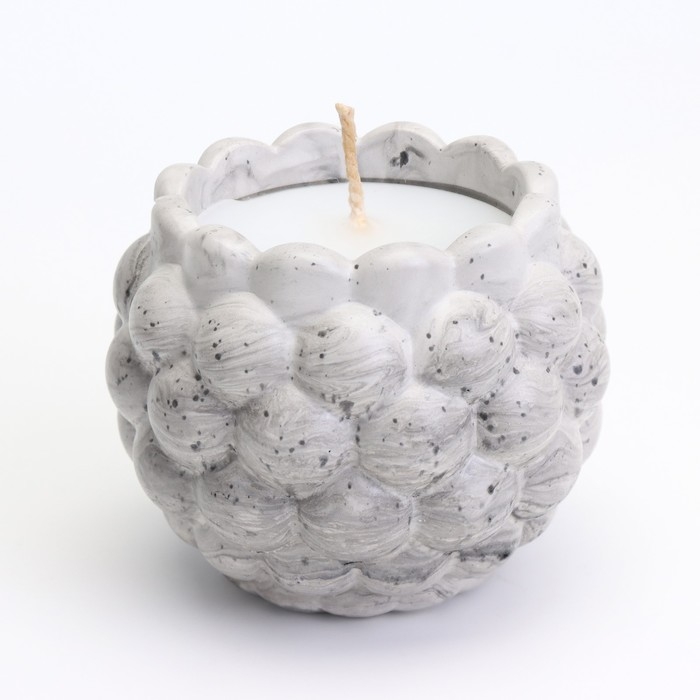 Свеча  Свеча "Шар" в подсвечнике с шарообразными гранями из гипса,8х7см,мрамор с чёрными полосками