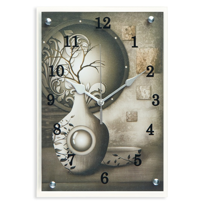 Часы-картина настенные, интерьерные  Часы-картина настенные, интерьерные "Серая ваза", бесшумные, 25 х 35 см