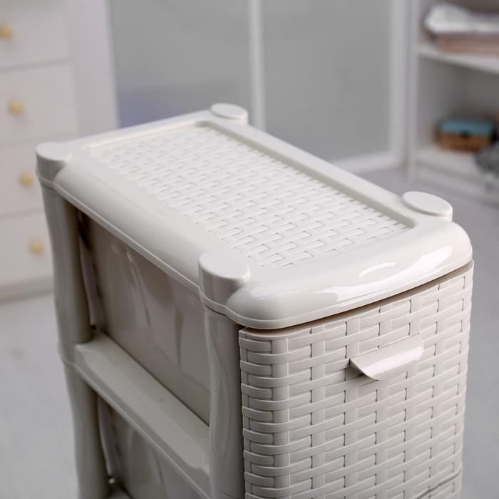 Комод узкий 4-х секционный «Ротанг», цвет белый Комод узкий 4-х секционный «Ротанг», цвет белый