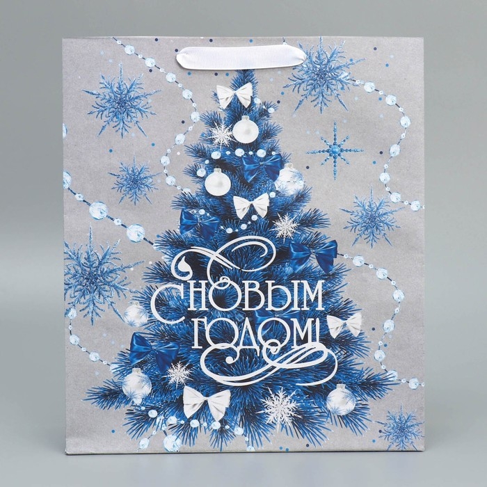 Пакет подарочный новогодний крафтовый вертикальный «С Новым годом», M 26 х 30 х 9 см, Новый год Пакет подарочный новогодний крафтовый вертикальный «С Новым годом», M 26 х 30 х 9 см, Новый год