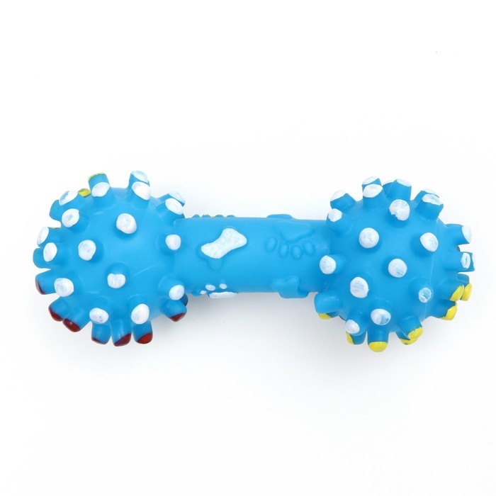 Игрушка пищащая увеличенная Игрушка пищащая увеличенная "Гантель с лапками" для собак, 16,5 x 6 см, голубая