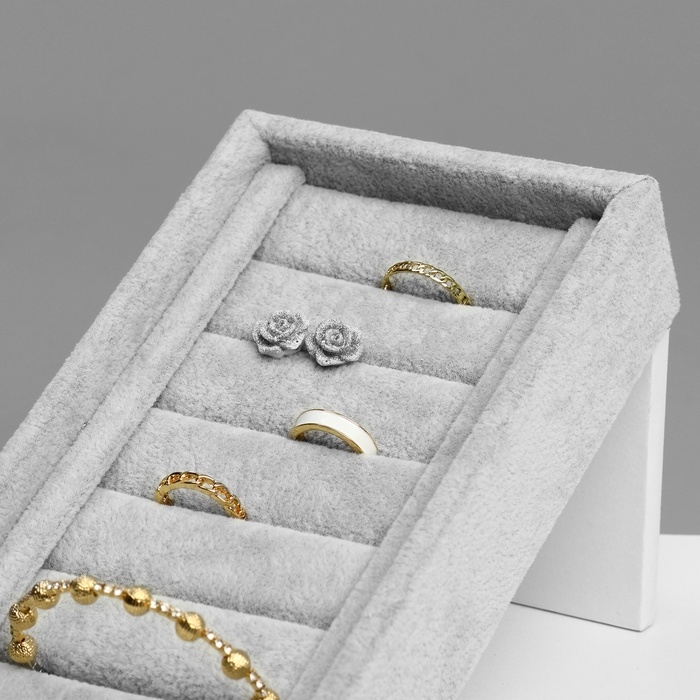 Подставка под кольца Queen fair6 полос, флок, 10×10,5×18 см, цвет серый Подставка под кольца Queen fair6 полос, флок, 10×10,5×18 см, цвет серый