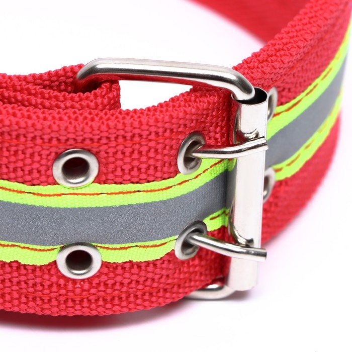 Ошейник четырехслойный светоотражающий с вертлюгом, 71 х 5 см, ОШ 55-65 см, красный Ошейник четырехслойный светоотражающий с вертлюгом, 71 х 5 см, ОШ 55-65 см, красный