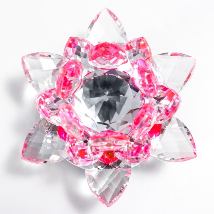 Сувенир стекло  Сувенир стекло "Розовый лотос на подставке" вращается 5,5х9х9 см