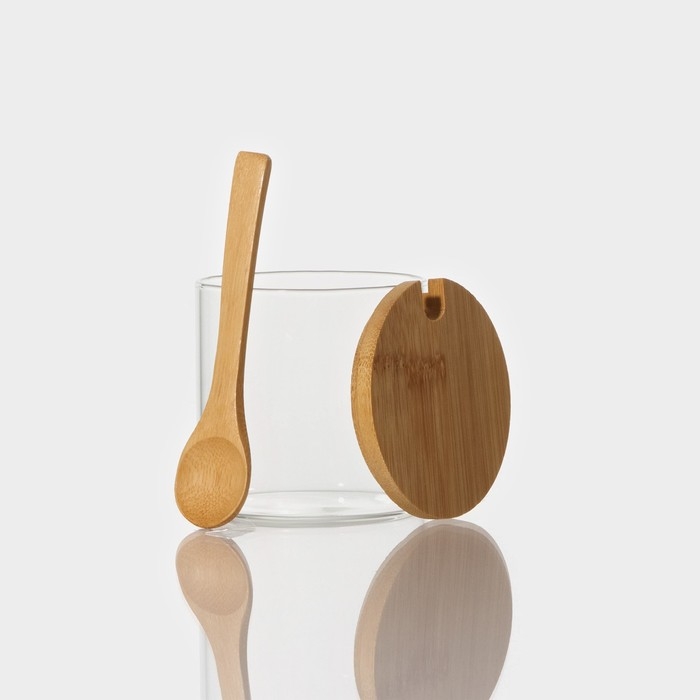 Набор банок стеклянных для сыпучих продуктов на бамбуковой подставке BellaTenero &laquo;Эко&raquo;, 3 предмета: 330 мл