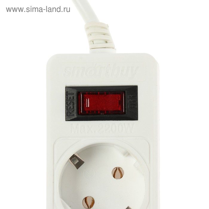 Сетевой фильтр Smartbuy, 5 розеток, 5 м, 10 А, 2200 Вт, с з/к, белый Сетевой фильтр Smartbuy, 5 розеток, 5 м, 10 А, 2200 Вт, с з/к, белый