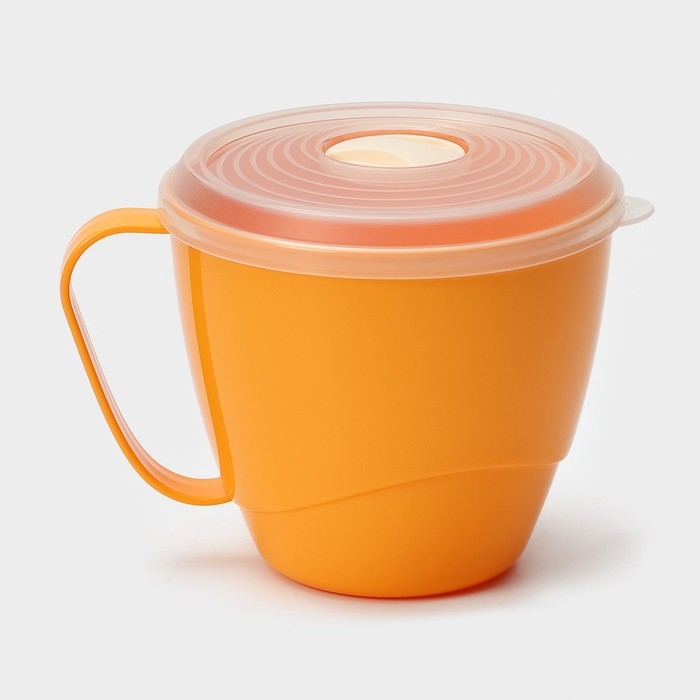 Кружка пластиковая с вакуумной крышкой, 720 мл, цвет МИКС