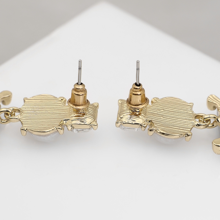 Серьги с жемчугом «Бусина» графиня, цвет бело-серый в золоте Серьги с жемчугом «Бусина» графиня, цвет бело-серый в золоте