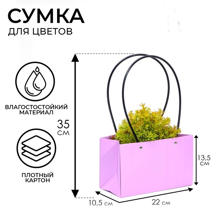 Сумка для цветов «Лиловая», влагостойкая, 22 x 10,5 x 13,5 см Сумка для цветов «Лиловая», влагостойкая, 22 x 10,5 x 13,5 см