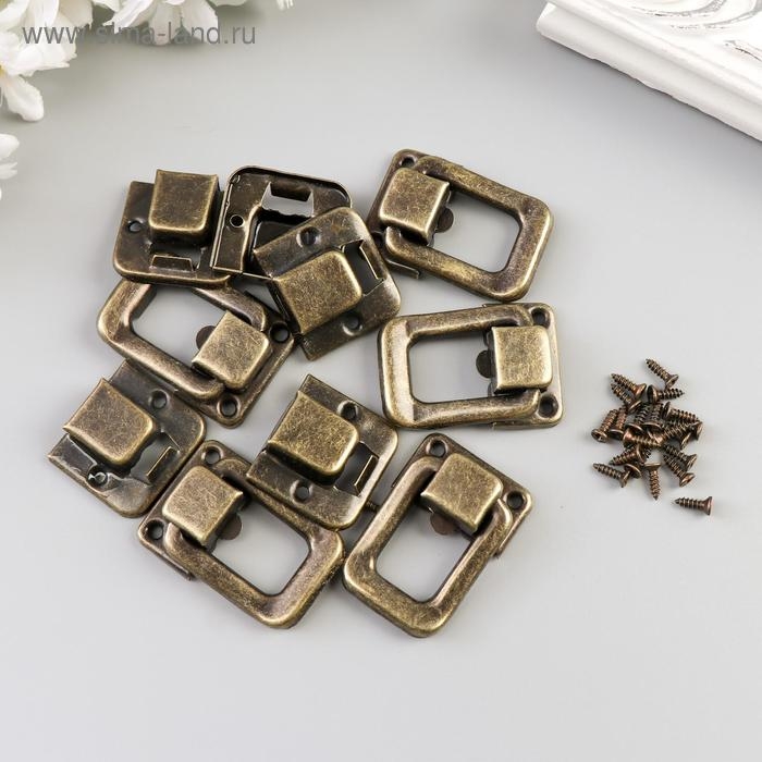 Замок металл для шкатулки бронза + гвозд. набор 5 шт 3,6х2,5 см Замок металл для шкатулки бронза + гвозд. набор 5 шт 3,6х2,5 см