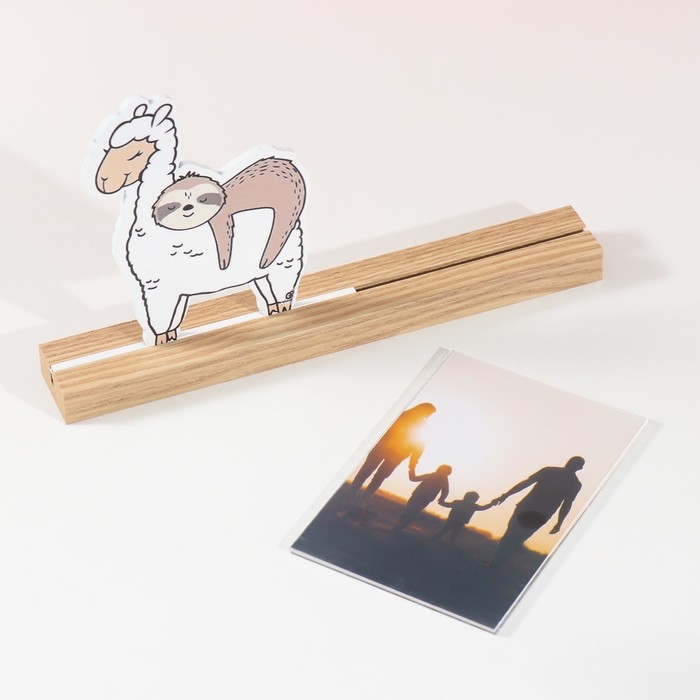 Фоторамка дерево, акрил 10х15 см Фоторамка дерево, акрил 10х15 см "Лама с ленивцем" 4х27,3х14 см