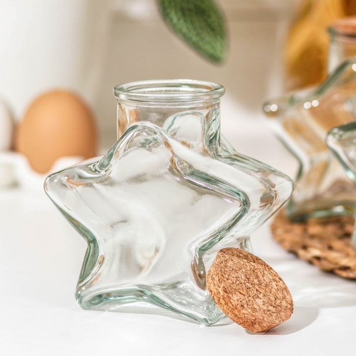 Набор стеклянных баночек для сыпучих продуктов с пробковой крышкой Доляна &laquo;Парфе. Звезда&raquo;, 350 мл, 11&times;6&times;11,5 см, 12 шт