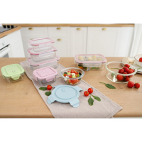 Контейнер для еды из жаропрочного стекла круглый Cook and Freeze, 370 мл, 13,5×6 см, цвет МИКС