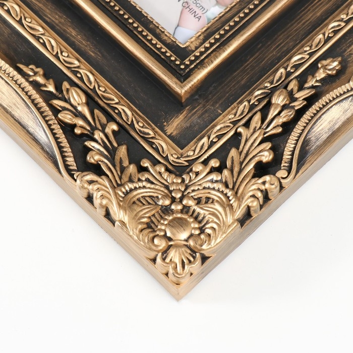 Фоторамка пластик на 2 фото 10х15 см "Герб ажурный" под бронзу 40х30,5 см