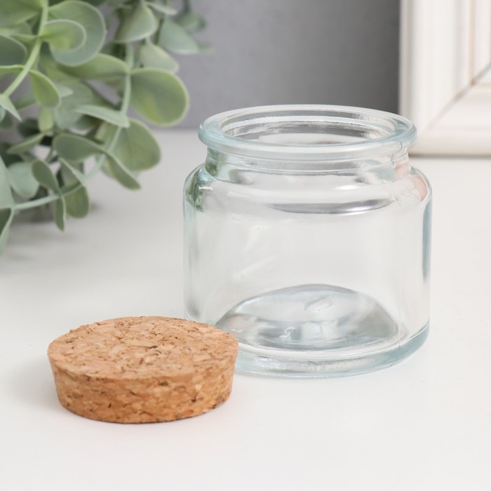 Банка для свечей стекло с пробкой Банка для свечей стекло с пробкой "Прозрачная" 100 мл 6,5х6,5х6,5 см