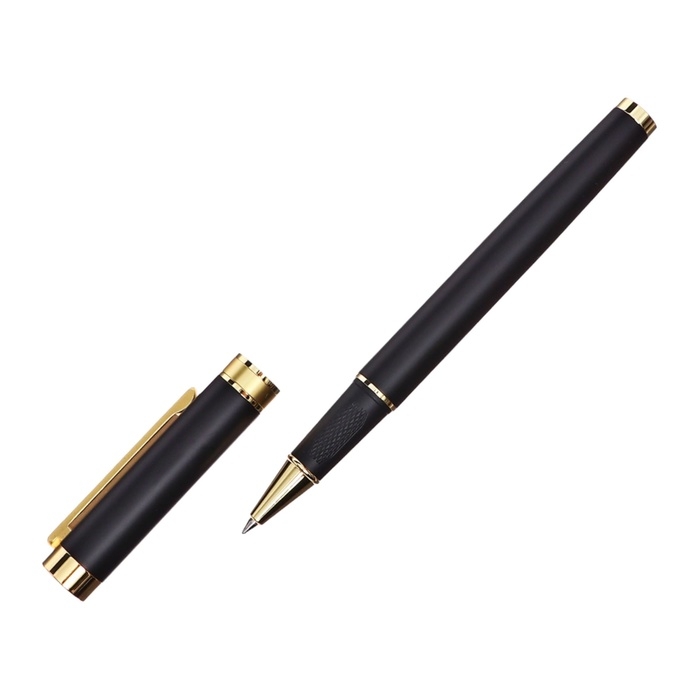 Ручка подарочная роллер в кожзам футляре Офис корпус черный/золото Ручка подарочная роллер в кожзам футляре Офис корпус черный/золото