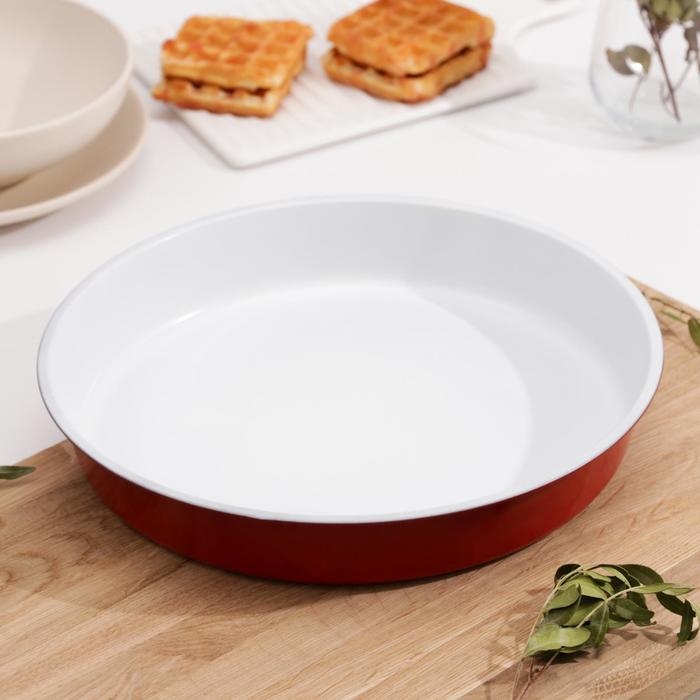 Форма для выпечки Доляна «Флёри.Круг», 27,5×4 см, керамическое покрытие, цвет красный Форма для выпечки Доляна «Флёри.Круг», 27,5×4 см, керамическое покрытие, цвет красный