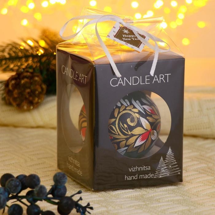 Ёлочный шар d-8 см Ёлочный шар d-8 см "Расписные листики" ручная роспись