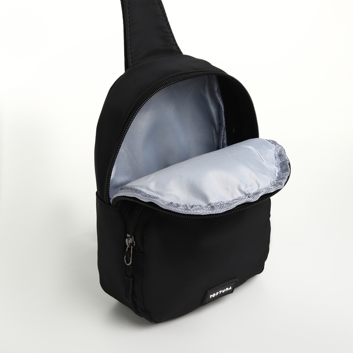 Сумка-слинг на молнии TEXTURA, наружный карман, цвет чёрный Сумка-слинг на молнии TEXTURA, наружный карман, цвет чёрный