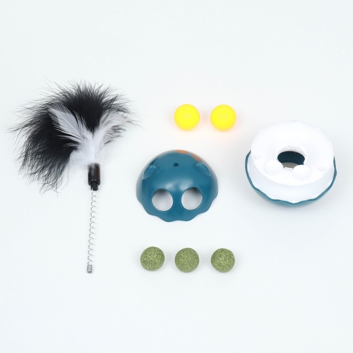 Игрушка-неваляшка с кошачьей мятой и пером, 9,5 см, синяя Игрушка-неваляшка с кошачьей мятой и пером, 9,5 см, синяя