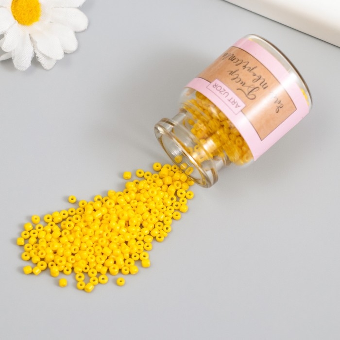Бисер круглый 12/0 в бутылочке  Бисер круглый 12/0 в бутылочке "Яркий лимон" 2х20 гр набор 2 шт