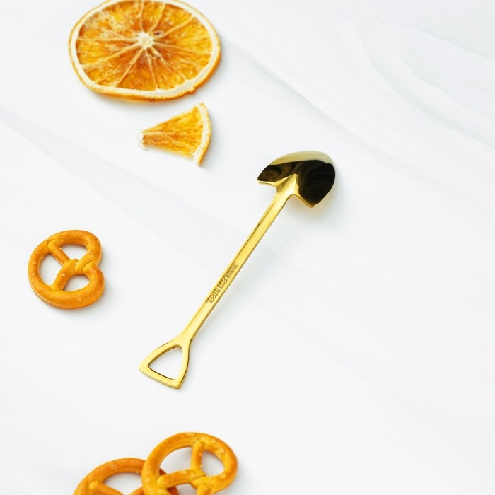 Ложка десертная из нержавеющей стали Magistro «Лопата», длина 12 см, цвет золотой Ложка десертная из нержавеющей стали Magistro «Лопата», длина 12 см, цвет золотой