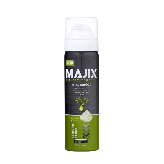 Пена для бритья Majix Olive oil, 50 мл Пена для бритья Majix Olive oil, 50 мл