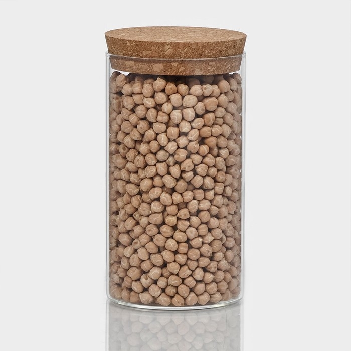 Банка стеклянная для хранения сыпучих продуктов «Классика», 650 мл, 8,5×16 см, с пробковой крышкой