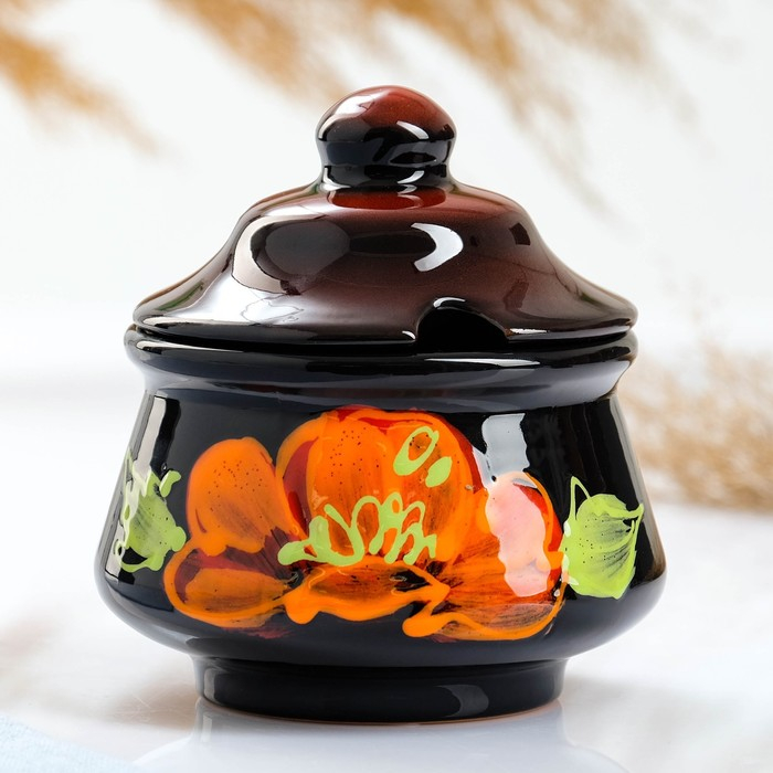 Сахарница  Сахарница "Псковская" 0,3л / 12х12,5см, мак на черном