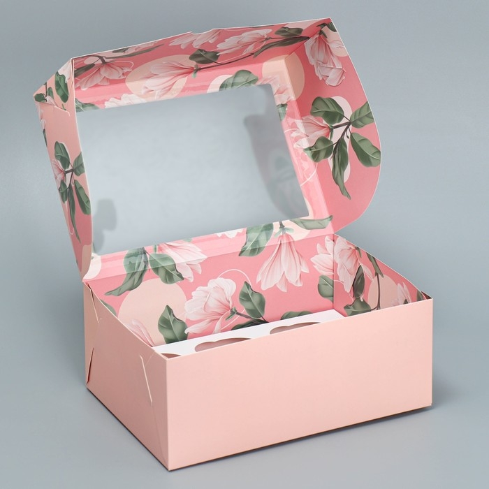 Коробка для капкейков, кондитерская упаковка двухсторонняя, 6 ячеек «Вдохновляй красотой», 25 х 17 х 10 см Коробка для капкейков, кондитерская упаковка двухсторонняя, 6 ячеек «Вдохновляй красотой», 25 х 17 х 10 см