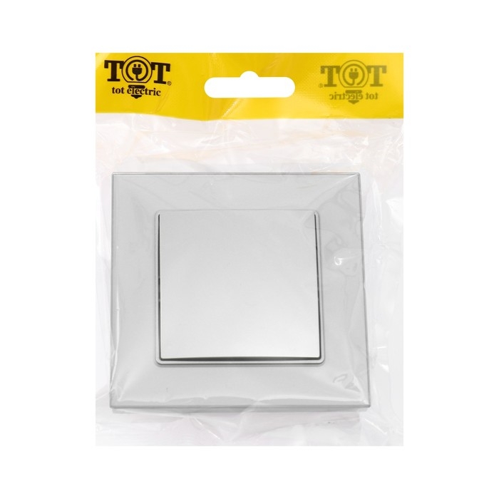 Выключатель TOT Glossy Glass, 10 А, 1 клавиша, скрытый, стекло, серебристый