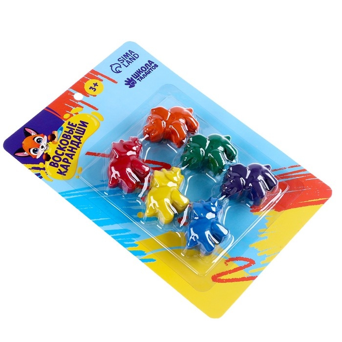 Восковые карандаши «Динозавры», набор 6 цветов Восковые карандаши «Динозавры», набор 6 цветов