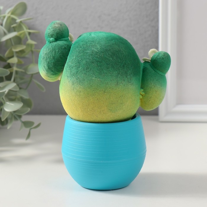 Растущий подарок травка Экоживчик "Кактус в горшочке" голубой