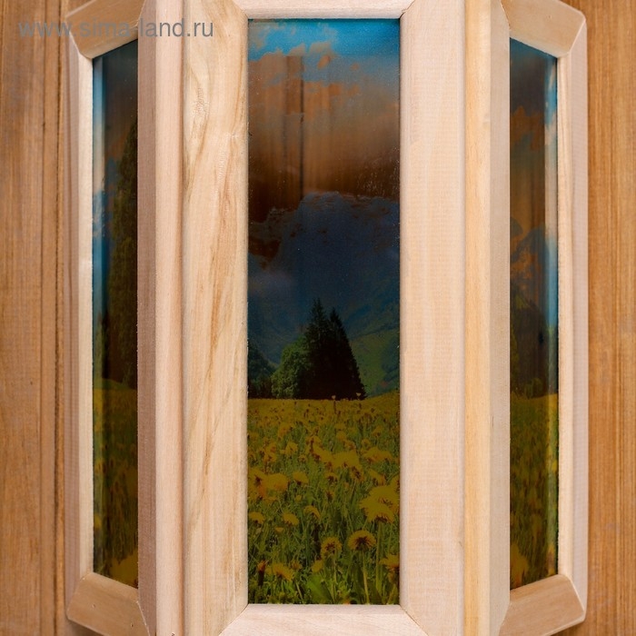 Абажур деревянный Абажур деревянный "Одуванчики" со вставками из стекла с УФ печатью, 33х29х12см