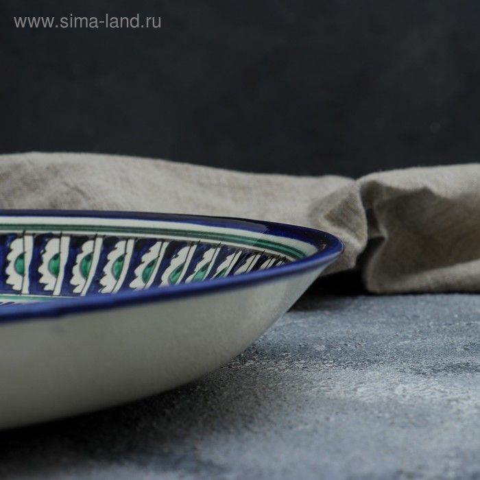 Ляган Риштанская Керамика  Ляган Риштанская Керамика "Узоры", 36 см, синий