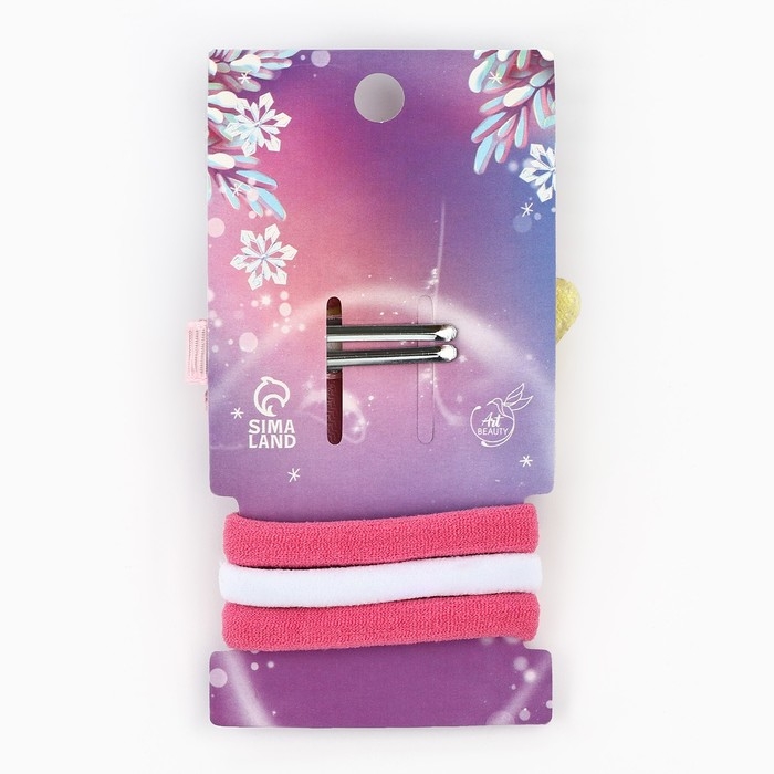 Резинки и заколка новогодние «Волшебство рядом», на Новый год, набор 4 предмета Резинки и заколка новогодние «Волшебство рядом», на Новый год, набор 4 предмета