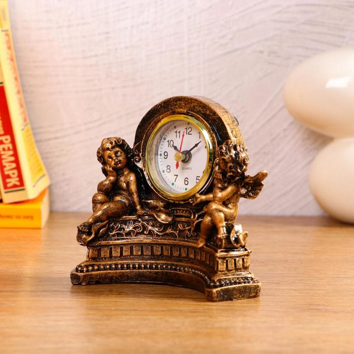Часы настольные интерьерные на батарейках Часы настольные интерьерные на батарейках "Ангелы", 14 х 7 х 12.5 см, циферблат d-4.7 см