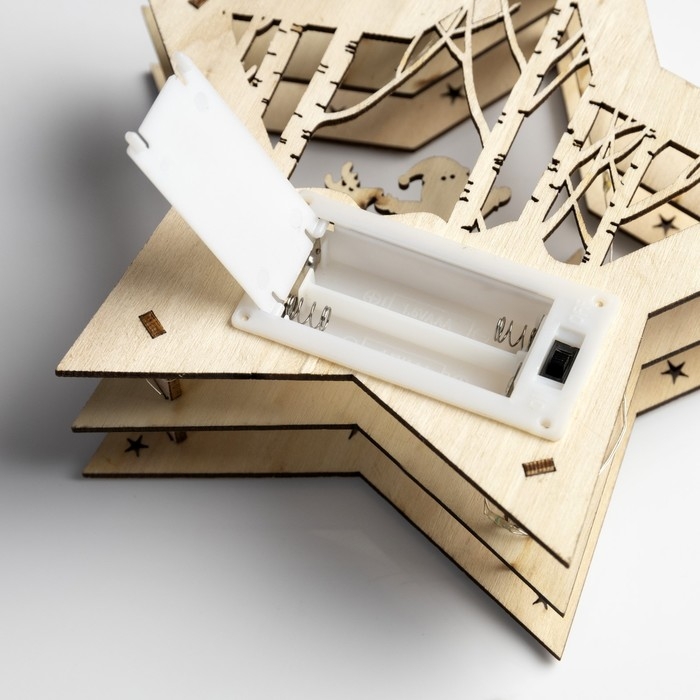 Светодиодная фигура «Звезда с Дедом Морозом» 17 × 17 × 4 см, дерево, батарейки АААх2 (не в комплекте), свечение тёплое белое Светодиодная фигура «Звезда с Дедом Морозом» 17 × 17 × 4 см, дерево, батарейки АААх2 (не в комплекте), свечение тёплое белое