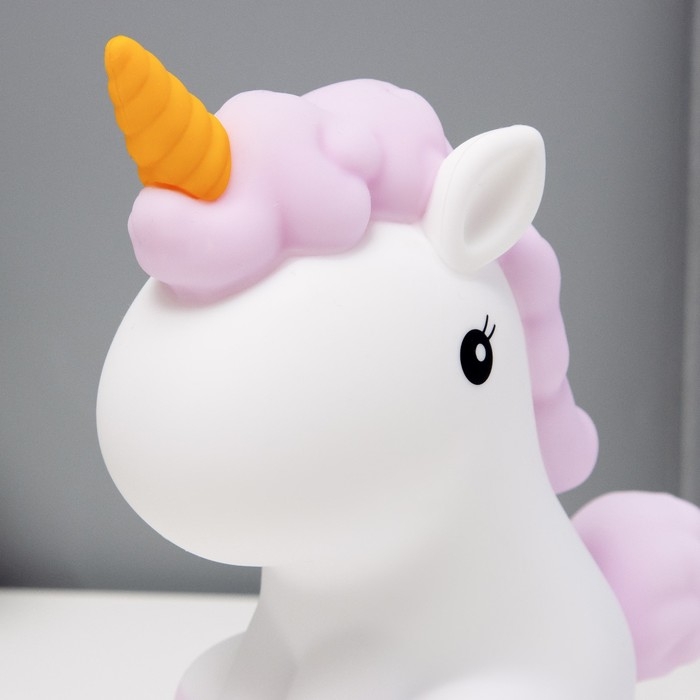 Ночник-мякиш Ночник-мякиш "Антистресс единорог" LED бело-фиолетовый 18х10х16 см
