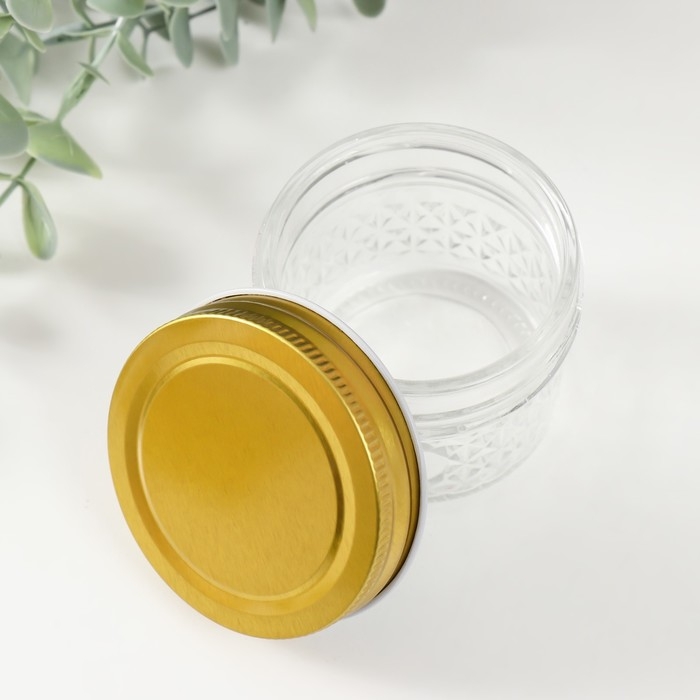 Банка для свечей стекло с крышкой Банка для свечей стекло с крышкой "Ромбы" прозрачная 100 мл 7х7х5,5 см