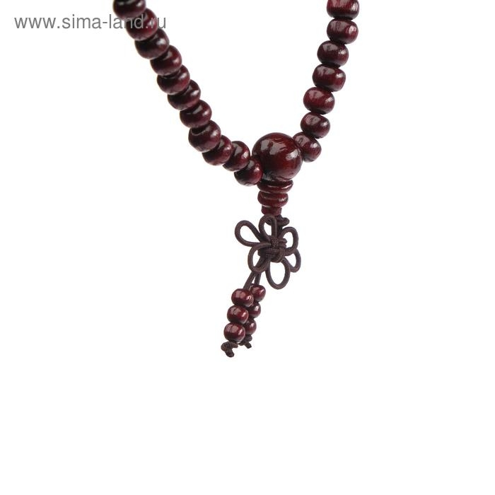Украшение в салон авто, Украшение в салон авто, "Узел счастья", 108 бусин, дерево, темно-вишневый