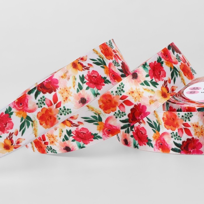 Лента атласная «Весенний букет», 25 мм, 23 ± 1 м, разноцветная Лента атласная «Весенний букет», 25 мм, 23 ± 1 м, разноцветная