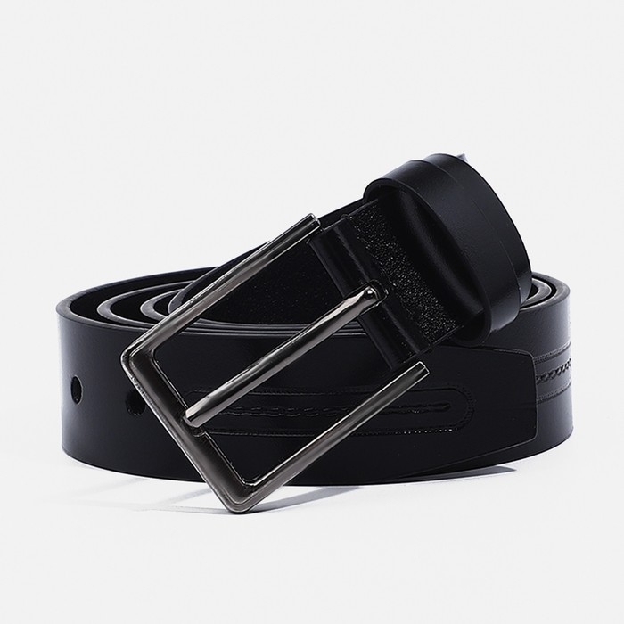 Ремень мужской, ширина 4 см, винт, пряжка металл, цвет чёрный Ремень мужской, ширина 4 см, винт, пряжка металл, цвет чёрный