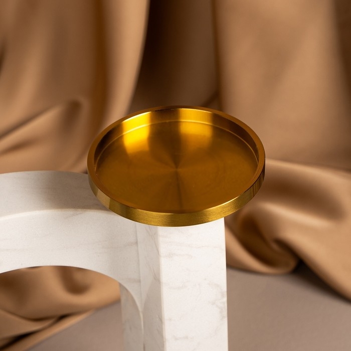 Подсвечник латунь, мрамор «Камелия» 19 х 18 х 8 см